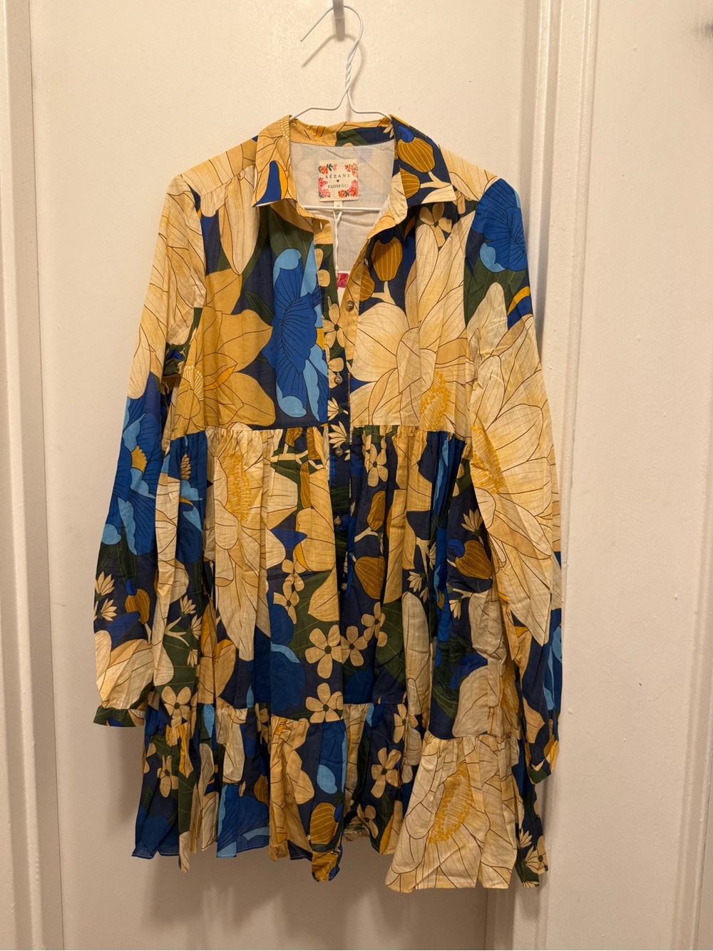 FARM Rio Blue and Yellow Floral Mini Dress